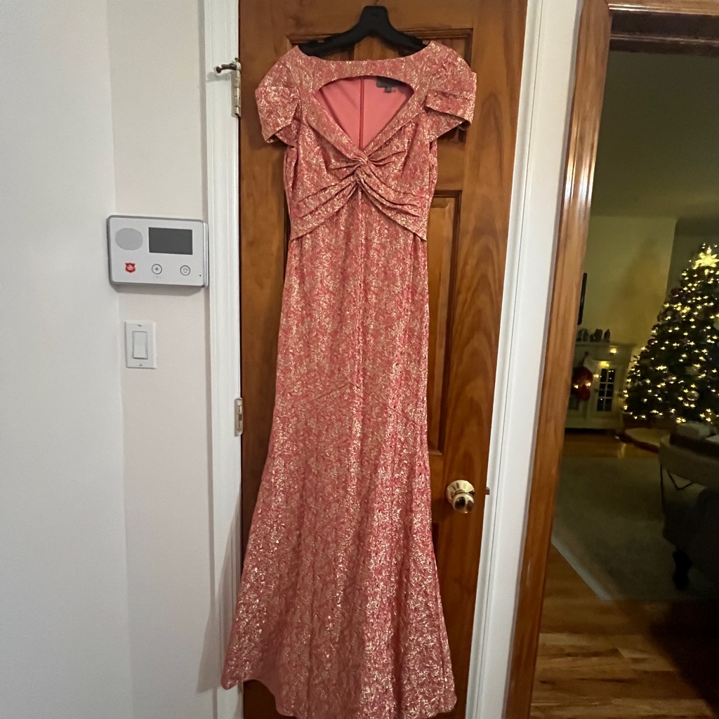 Theia Coral Patterned Maxi Dress